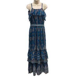 Anthropologie Sasha Maxi Dress S Ruffle Sleeveless Floral Boho Tiered Hem New
